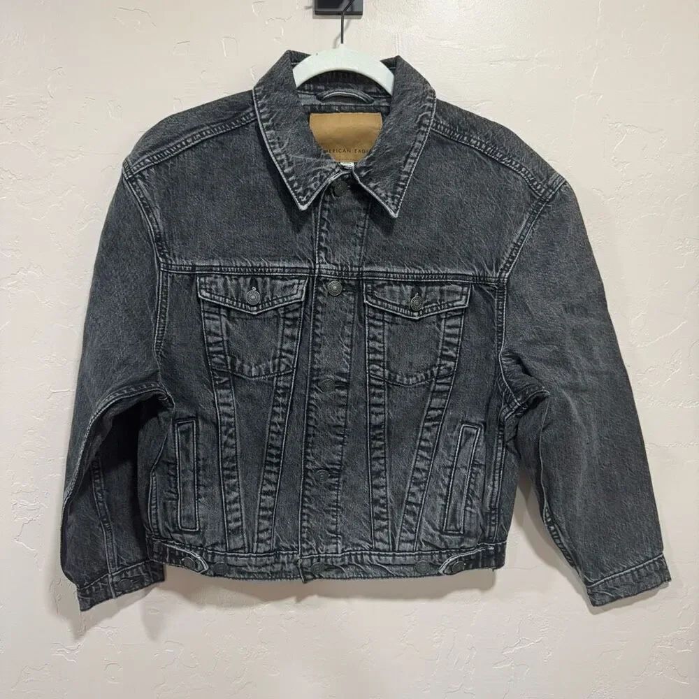 New AE Denim Trucker Jacket Black